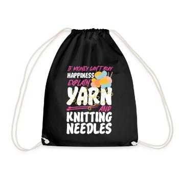 Knitting Knitter If Money Can't - Turnbeutel - Schwarz - Vorne