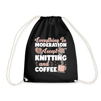 Knitting Knitter Coffee Everything - Turnbeutel - Schwarz - Vorne