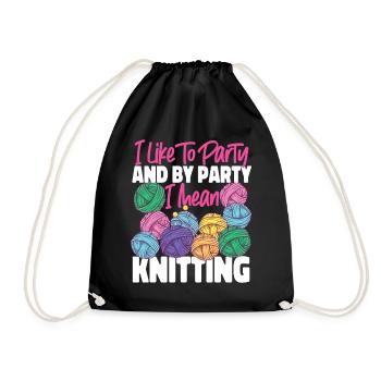 Knitting Knitter I Like To Party - Drawstring Bag - black - Front