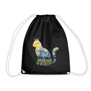 Mignon Chat Jouet Nuit Étoilée Fourrure - Sac de sport léger - noir - Devant