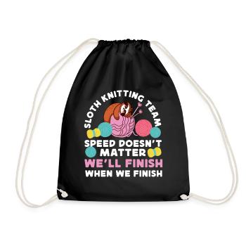 Knitting Knitter Sloth Sloth - Drawstring Bag - black - Front