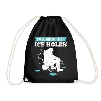 Eisangeln Geschenk Eisfischen - Turnbeutel - Schwarz - Vorne
