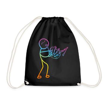 Funny Bagpipe Player - Funny Stick Figure Bagpiper - Turnbeutel - Schwarz - Vorne