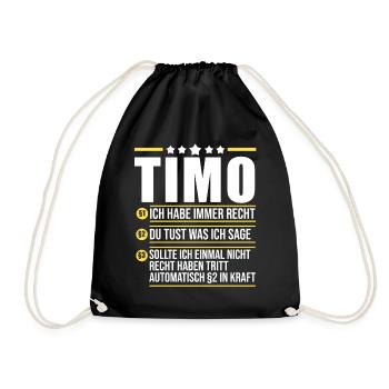 Timo - Turnbeutel - Schwarz - Vorne