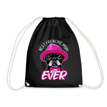Cheeky Bulldog, Best Frenchie Mom Ever - Drôle - Sac de sport léger - noir - Devant