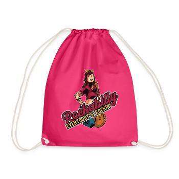 Rockabilly Rocknroll Music Rock Hardrock - Drawstring Bag - fuchsia - Front