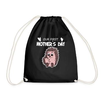 Muttertag - erster Muttertag Geschenk - Turnbeutel - Schwarz - Vorne
