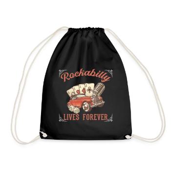 Rockabilly Rocknroll Musik Rock Hardrock - Turnbeutel - Schwarz - Vorne