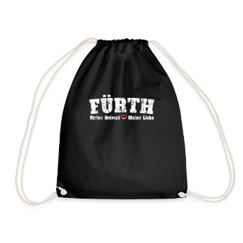 Fürth Meine Heimat meine Liebe Herz - Turnbeutel - Schwarz - Vorne