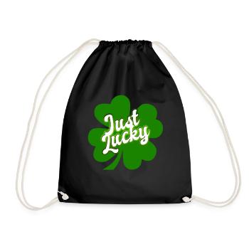 St Patricks Day - Just Lucky - Shamrock - Turnbeutel - Schwarz - Vorne