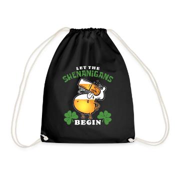 St Patrick’s Day - Manigances - Bière - Trèfle - Sac de sport léger - noir - Devant