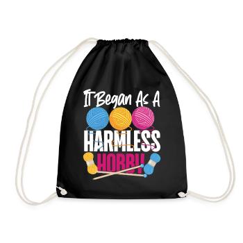 Knitting Knitter It Began As A - Drawstring Bag - black - Front