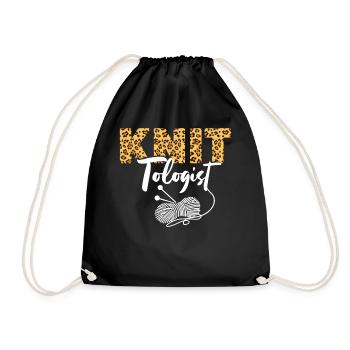 Knitting Wrinkled Leopard Cheetah - Drawstring Bag - black - Front