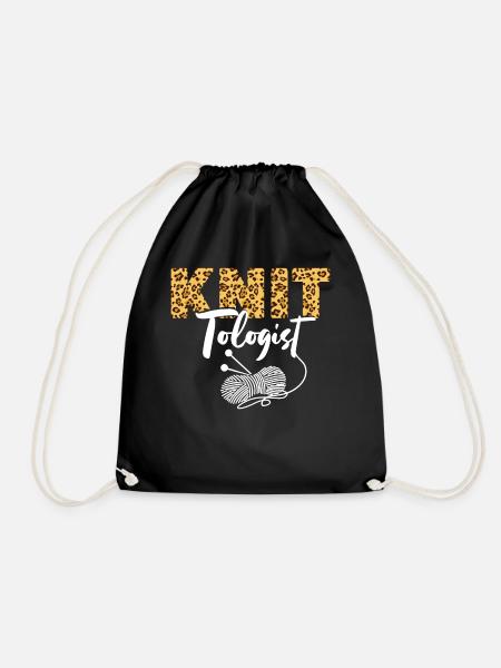 Knitting Knitter Leopard Cheetah - Turnbeutel - Schwarz