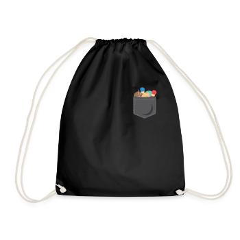Knitting Wrinkled Pocket Knitting - Drawstring Bag - black - Front