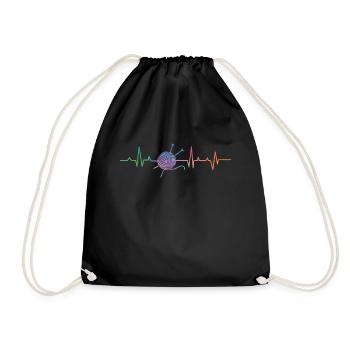 Knitting Knitter Heartbeat - Turnbeutel - Schwarz - Vorne