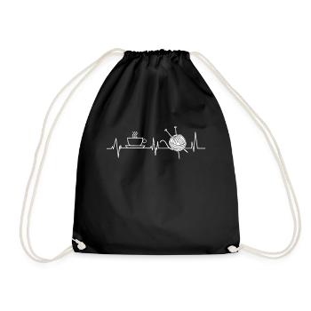 Knitting Wrinkled Heartbeat - Drawstring Bag - black - Front
