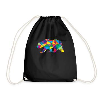 Bear Polygon Low Poly Wild Animal - Drawstring Bag - black - Front