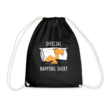 Official Napping Shirt Camel Pajama Sleeping Camel - Drawstring Bag - black - Front