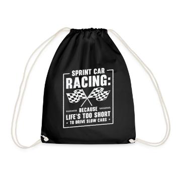 Sprint Car Dirt Track Racing - Drawstring Bag - black - Front