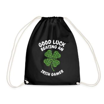 St. Patrick's Day Gaming Shamrock Gamer Video - Drawstring Bag - black - Front