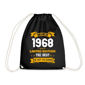 März 1968 Geburtstagsgeschenk - Turnbeutel - Schwarz - Vorne