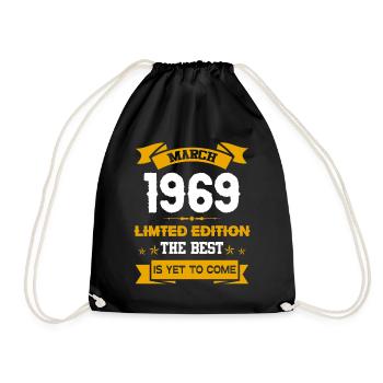 März 1969 Geburtstagsgeschenk - Turnbeutel - Schwarz - Vorne
