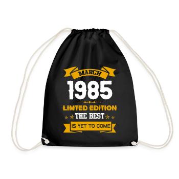 März 1985 Geburtstagsgeschenk - Turnbeutel - Schwarz - Vorne