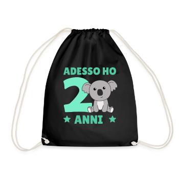 Children 2nd birthday Koala Adesso ho 2 anni - Drawstring Bag - black - Front