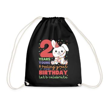 Rabbit for 2nd birthday Children two years old - Drawstring Bag - black - Front