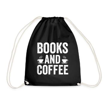 Books And Coffee - Turnbeutel - Schwarz - Vorne