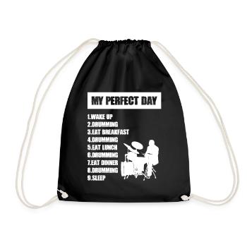 My Perfect Day Drumming Drummer Drum Set - Turnbeutel - Schwarz - Vorne