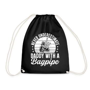 Never Underestimate Daddy With A Bagpipe Player Da - Drawstring Bag - black - Front
