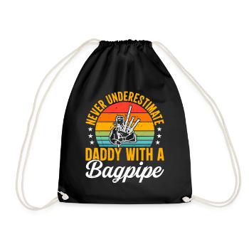 Bagpipe Player - Never Underestimate Daddy With A - Drawstring Bag - black - Front