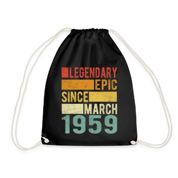 Birthday March 1959 Legendary epic - Drawstring Bag - black - Front