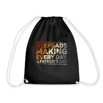 Stiefvater Vatertag Stiefpapa Geschenk Spruch - Turnbeutel - Schwarz - Vorne