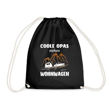 Wohnwagen Camping Opa - Turnbeutel - Schwarz - Vorne