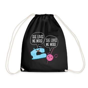 Knitting Knitter Coffee She Loves - Drawstring Bag - black - Front