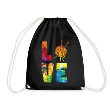 Tricoter Tricoter Aquarelle Amour - Sac de sport léger - noir - Devant