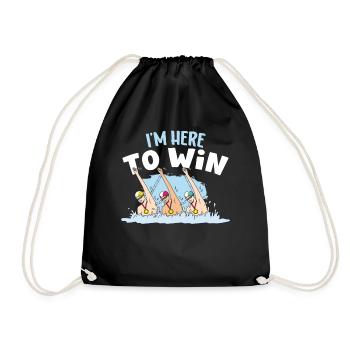I'm Here To Win Schwimmer Wassersport Schwimmen - Turnbeutel - Schwarz - Vorne