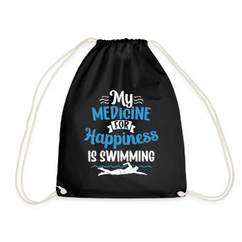Meine Medizin Zum Glücklichsein Ist Schwimmen - Turnbeutel - Schwarz - Vorne