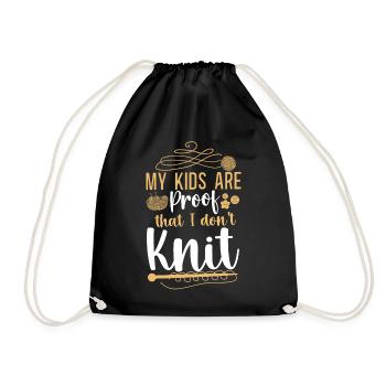 Knitting Knitter My Kids Are Proof - Turnbeutel - Schwarz - Vorne