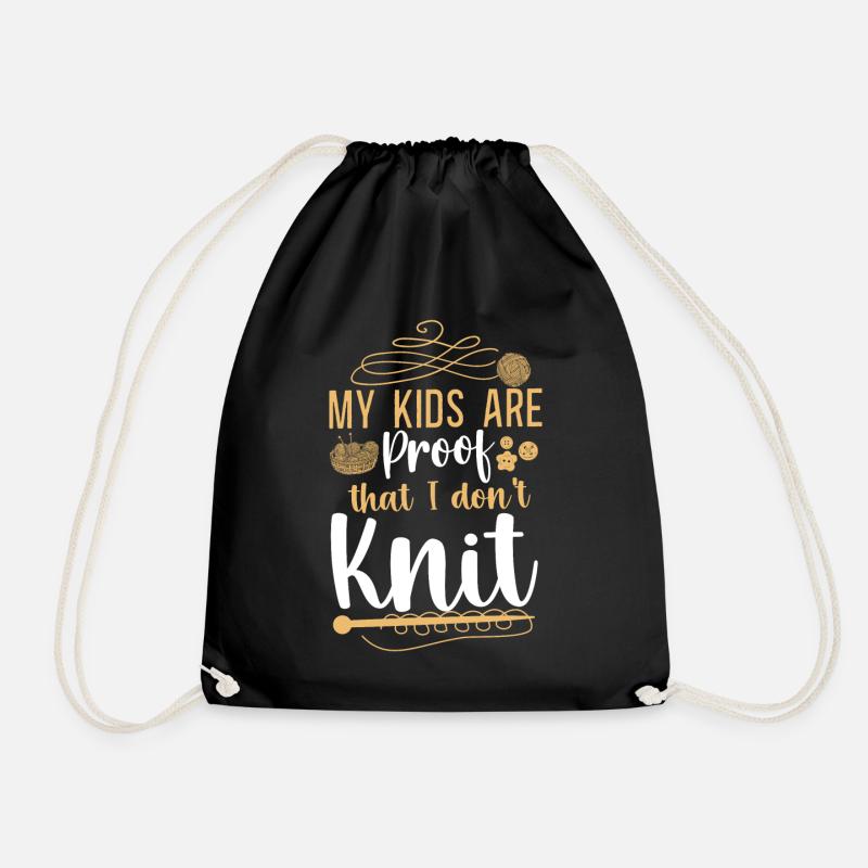 Knitting Knitter My Kids Are Proof - Turnbeutel - Schwarz