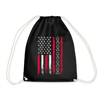 Autism Awareness Month American Sports Flag - Drawstring Bag - black - Front