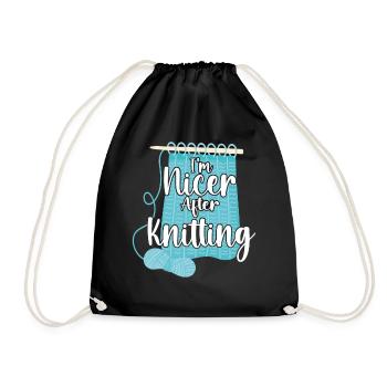Knitting Knitter I'm Nicer After - Drawstring Bag - black - Front