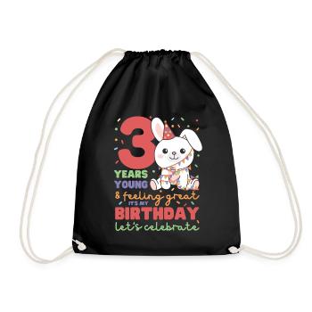 Lapin pour les enfants de 3ème anniversaire de trois ans - Sac de sport léger - noir - Devant