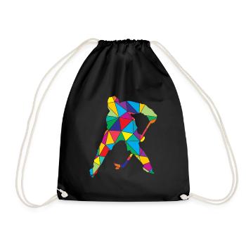 Ice hockey Polygon Low Poly - Drawstring Bag - black - Front