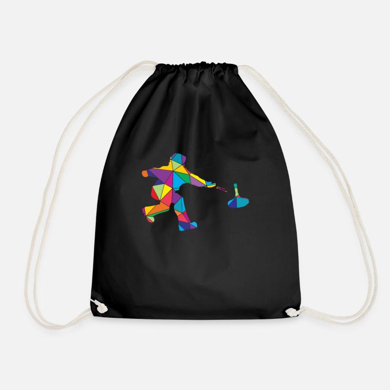 Low Poly Winter Polygon Eisstock - Turnbeutel - Schwarz
