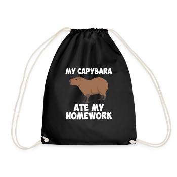 Capybara ate my homework, capybara - Drawstring Bag - black - Front