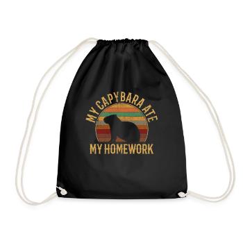 Capybara ate my homework, capybara - Drawstring Bag - black - Front